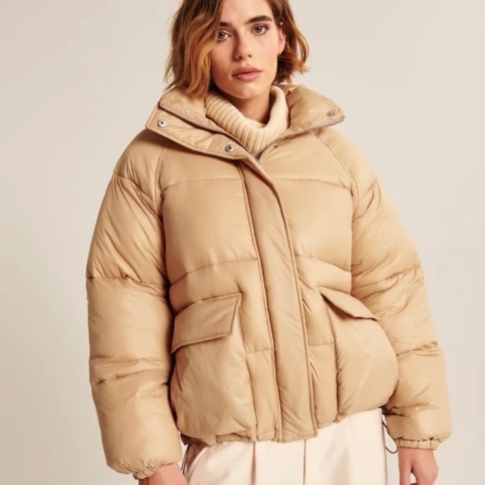 A&F Tan Oversized Utility Puffer - image 2
